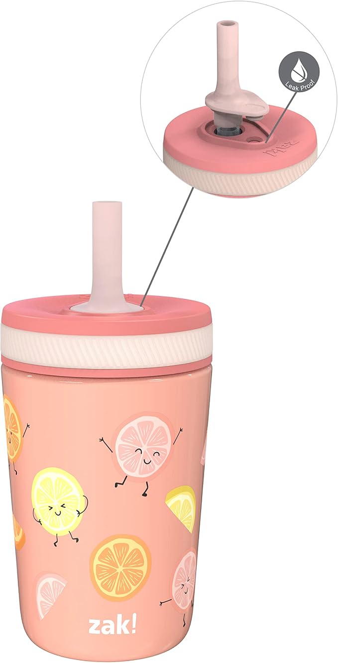 Zak Designs Happy Fruit Kelso 12oz Stainless Steel Leak-Proof Toddler Cup by ZakDesigns