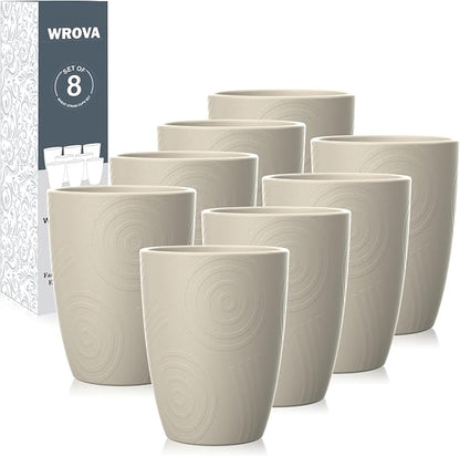 Wrova Wheat Straw Cups 8 PCS Good Alternative to Plastic Reusable Cups 12 oz by WROVA