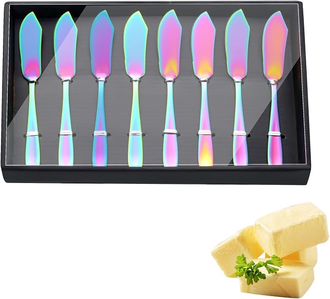 Buyer Star Butter Knives, 18/10 Stainless Steel 6.10 Inch Rainbow Cheese by BuyerStar