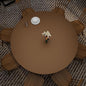 Round Table Pad, 1.8mm Thick, Dia.54 Inch, Leather Table Cover, Dining Table Protector, Table Top Protector (Dia.54, Mud Color + Champagne Gold)