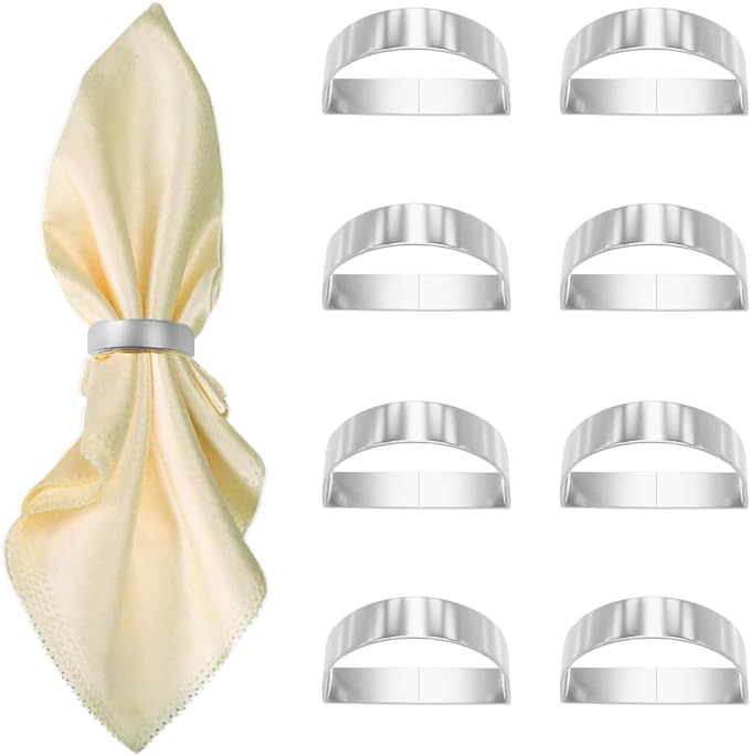 8 Pcs Silver Napkin Rings-Stainless Steel Napkin Rings | Metal Napkin Ring by Unknown