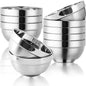 10pcs stainless Steel Bowls Set，5.1Inches Double Walled Insulated Large Serving Rice Cereal Salad noodle Bowl ， Unbreakable Deep Bowl， for kitchen Restaurant Dishwasher Safe