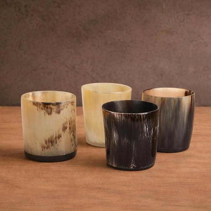 Handicrafts Home Handmade Horn Shot Glasses Set of 2, 3 oz Natural Viking - Image 7