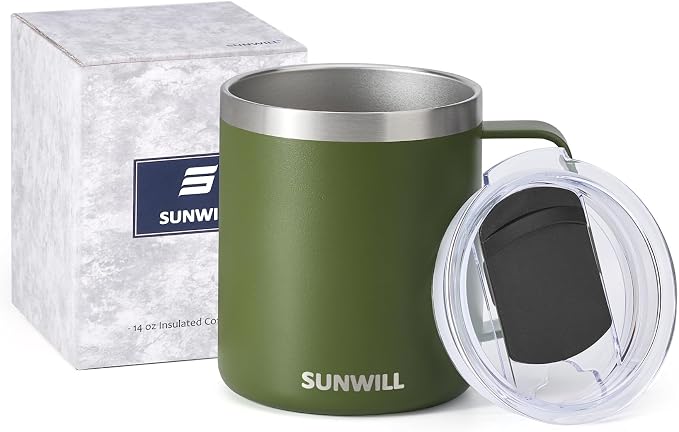 SUNWILL Travel Coffee Mug with Lid, Insulated Tumbler with Handle, 14 oz - Image 5