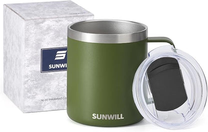 SUNWILL Travel Coffee Mug with Lid, Insulated Tumbler with Handle, 14 oz - Image 5