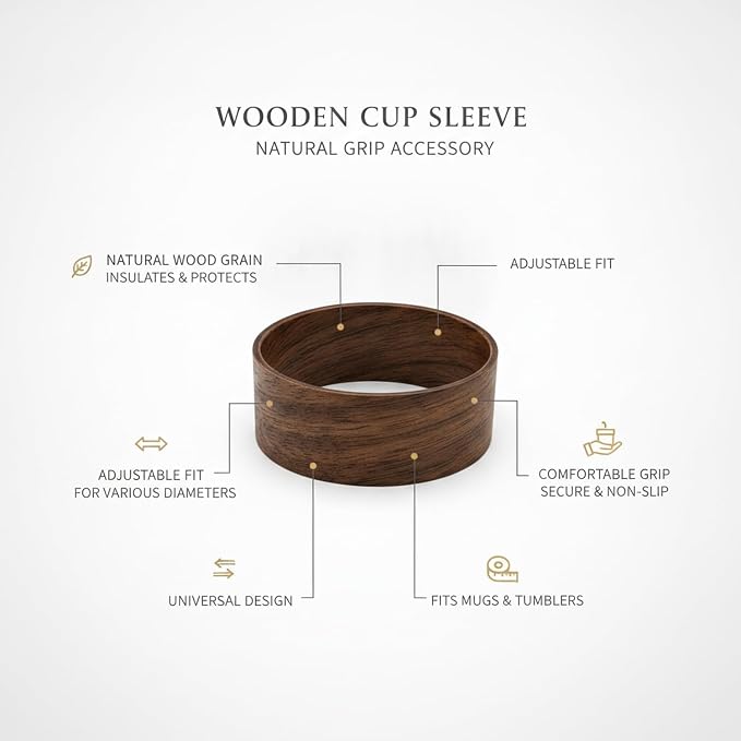 Office Desk & Home Coffee Station Accessory, Wooden Cup Sleeve - Image 4