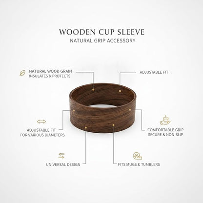 Office Desk & Home Coffee Station Accessory, Wooden Cup Sleeve - Image 4