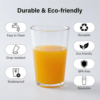 Clear Plastic Reusable Drinking Glasses set 6, 12oz Iced Tea Cups | BPA Free - Image 2