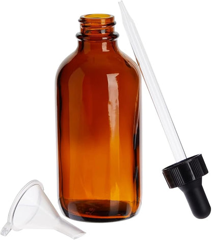 Juvale Amber Glass UV-Protected Amber Dark Glass Bottles with Droppers for Essential Oils & Travel Liquids - 4 Oz, 15-Pack, Apothecary Style - Leak-Proof Dropper Bottle Set with 6 Funnels
