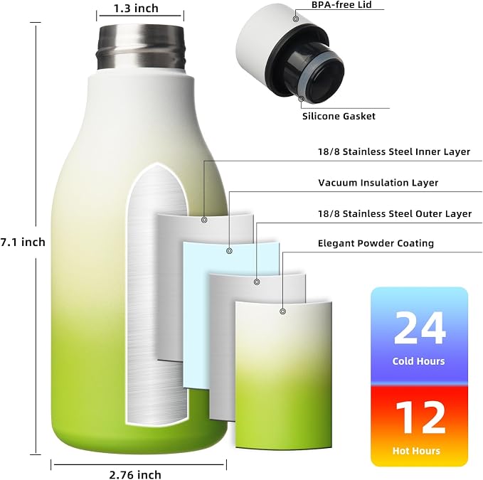 BJPKPK 12oz Insulated Water Bottle, Stainless Steel Bottle - Image 3
