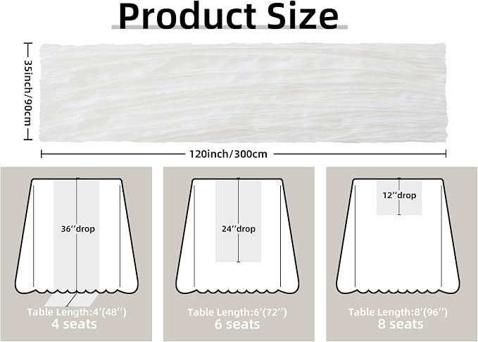 White Cheesecloth Table Runner Wedding Bridal Decorations Boho Decor | 35x120 - Image 2