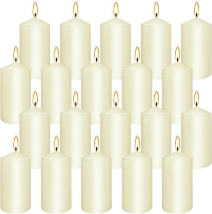 20-Piece Ivory Taper Candles (2x4 inches) | Unscented, Dripless & Smokeless | Clean-Burning Dinner Candles for Weddings, Parties, Dinner Table Decor, Home Dining, Church Ceremonies & Celebrations