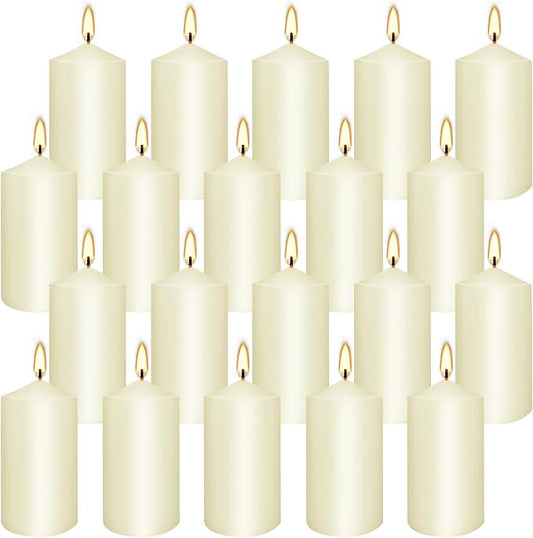 20-Piece Ivory Taper Candles (2x4 inches) | Unscented, Dripless & Smokeless | Clean-Burning Dinner Candles for Weddings, Parties, Dinner Table Decor, Home Dining, Church Ceremonies & Celebrations