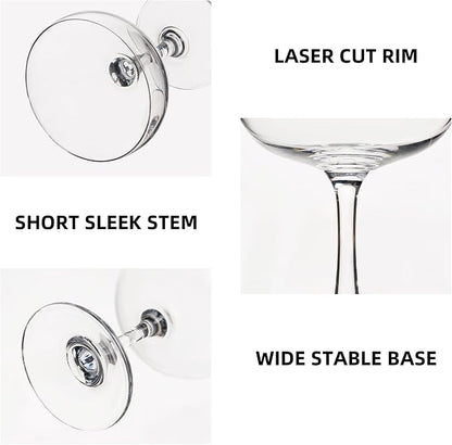Set of 12 - Champagne Coupe Glasses, 7 Oz Clear Cut Rim Martini Glass - Image 4