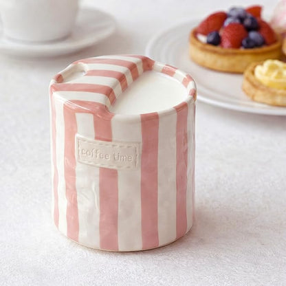 1 Pack Ceramic Coffee Mug with Sip Hole Espresso Cup 10oz with Straws Retro - Image 4
