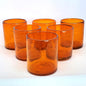 Solid Orange 9 oz Short Tumblers, Recycled Glass, Toxin-Free by MexHandcraft
