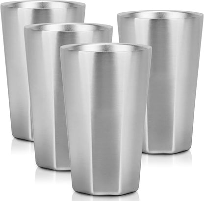 Beasea Stainless Steel Cups 15 oz, 4 Pack Large Stackable Double Wall Insulated by Beasea
