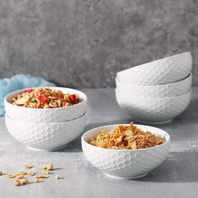 Buyajuju Cereal Soup Bowls, 20 Ounce White Bowls Set Porcelain Bowls - Image 6