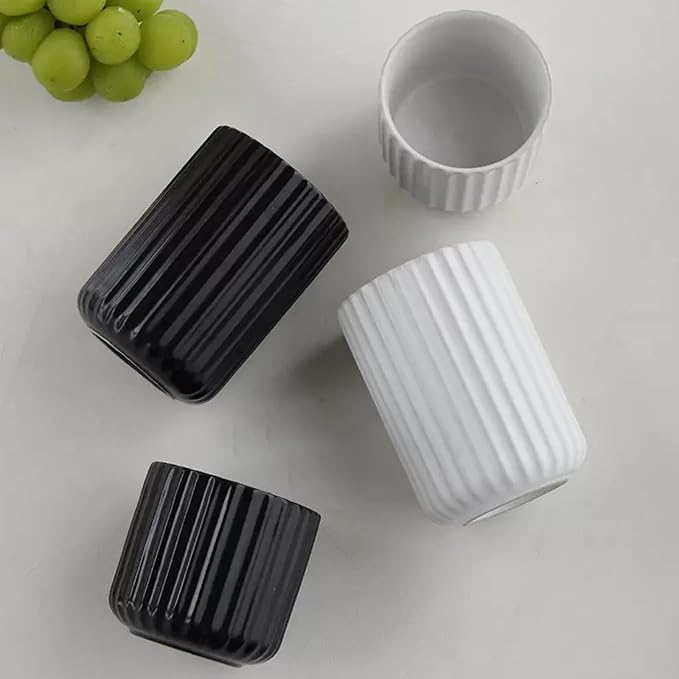 Nordic Ceramic Mug, Japanese Tea Cup 10oz Striped Cup No Handle Drinking Cup - Image 3