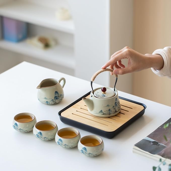 Chinese Gongfu Tea Set, 7-Piece Ceramic Set - Image 4
