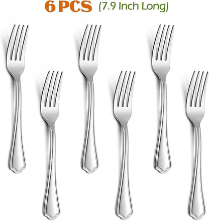 Dinner Forks Set of 6, E-far 7.9 Inch Stainless Steel Forks - Image 2