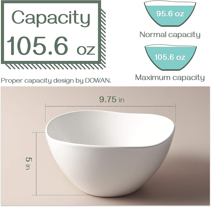 DOWAN Large Mixing Bowls, Ceramic Serving Bowls, 3.2 Quart Deep Salad Bowls - Image 3