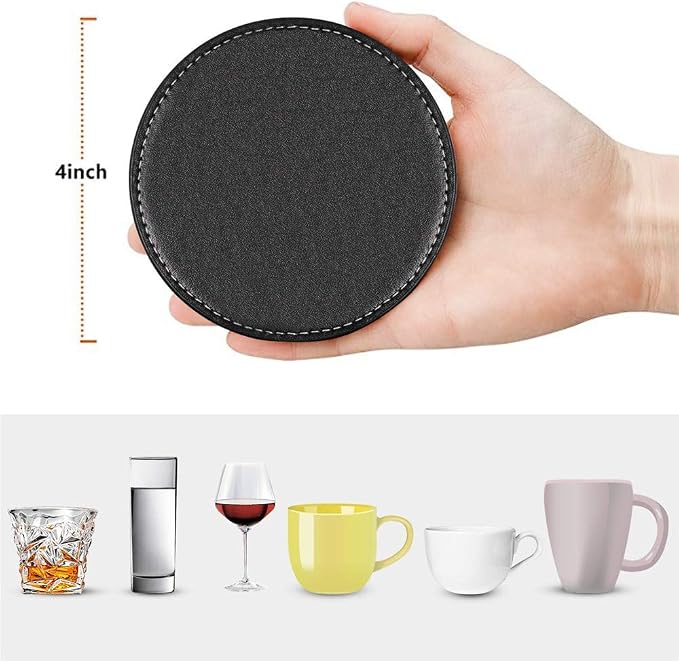 Coasters for Drinks, Thipoten Leather Coasters - Image 2