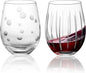 Joeyan Hand Blown Etched Stemless Wine Glasses by JoeyanHousehold