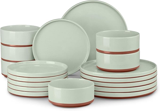 LIANYU 18 Pieces Porcelain Dinnerware Sets, Premium Plates and Bowls Set | by LIANYU