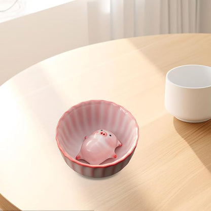 Ceramic Tea Cup and Piggy Miniature Figurine Traditional Porcelain Teacup - Image 6