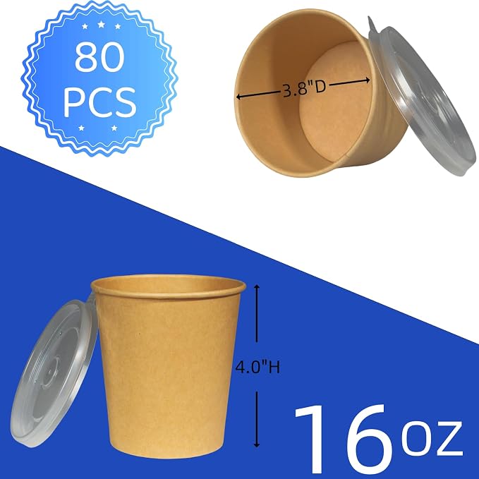 80 Pack Paper Soup Containers - Image 2