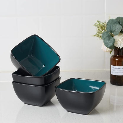 AmorArc 32oz Square Cereal Soup Bowls, Stoneware Bowls Set of 4 - Image 6
