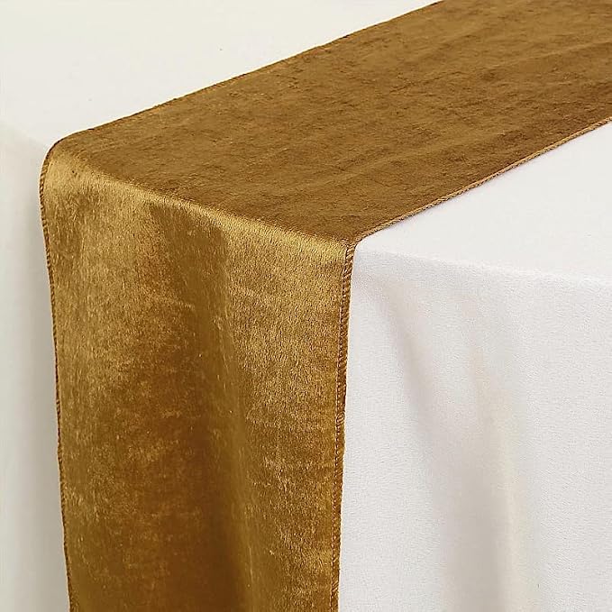 10 pcs 12x108-Inch Gold Premium Velvet Table Runners Wedding Reception Catering by BalsaCircle