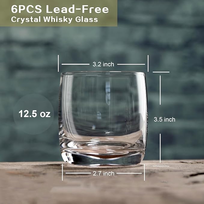Whiskey Glasses Set of 6, Premium Crystal Bourbon Glass, 12.5 oz Drinking - Image 2