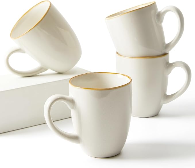 Pokini Coffee Mug 15 oz, Ceramic Coffee Mugs Set of 4, Reactive Glaze Mug by Pokini