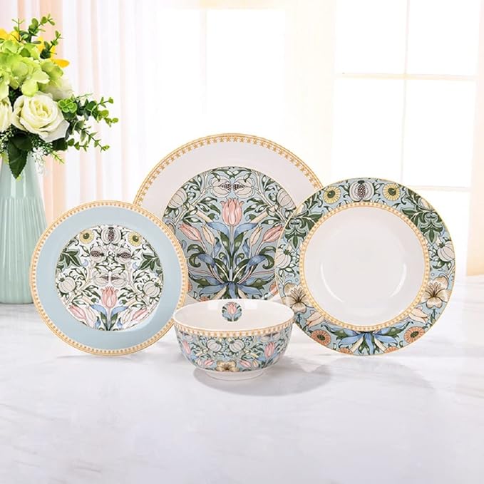 24-Piece Bone China Dinnerware Set in Gift Box, Service - Image 3