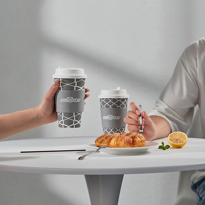 JOLLY PARTY 16 oz Paper Coffee Cups, Disposable Coffee Cups - Image 7