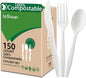 100%Compostable No Plastic Knives Disposable Forks Spoons Plastic Utensils, The Heavyweight Heavy Duty Flatware is Eco Friendly Products for Lounge Party Wedding BBQ Picnic Camping [150 Count]