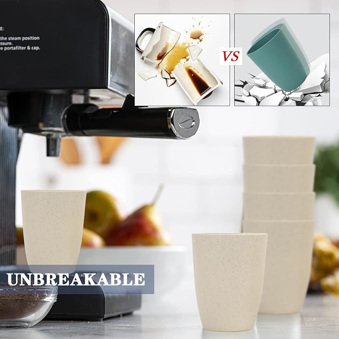 Homienly Cups for Kitchen Unbreakable Wheat Straw Cups 8 PCS Alternative to - Image 6