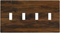 Light Switch Cover Brown Rustic Wood Grain Vintage Wooden Texture 4 Gang Switch Plate Quad Toggle Wall Plates Decorative Switchplate Electrical Outlet Cover for Cabin Bedroom Decor