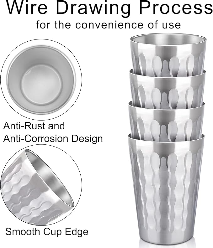 Beasea Stainless Steel Cups 15 oz, 8 Pack Large Stackable Stainless Steel - Image 3