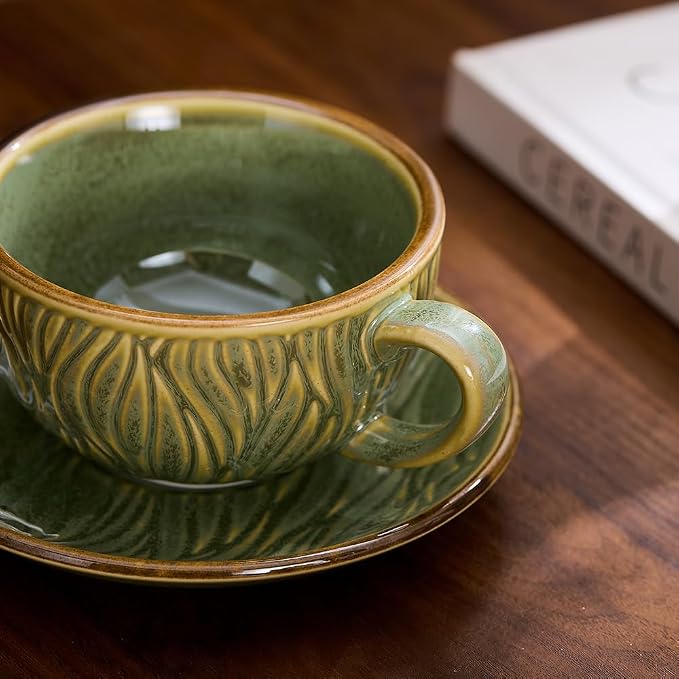 Coffeezone Vintage Design 12 oz Ceramic Latte Art Cappuccino Barista Cup - Image 3