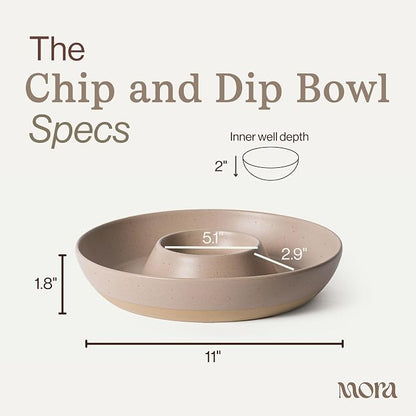 MORA Ceramic Chips and Dip Serving Tray: Large Divided Party Bowl Set - Image 2