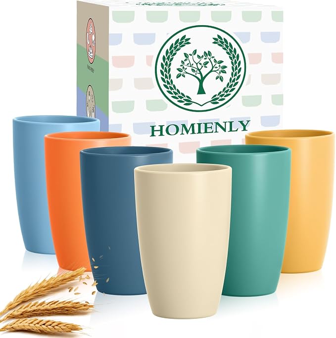 Homienly Unbreakable Plastic Cups Set Wheat Straw Cups 20 OZ Drinking Cups by HOMIENLY