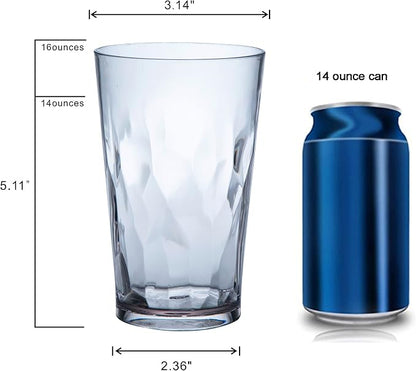 JGIRL Unbreakable Plastic Drinking Glasses, 16 Ounces | 16 oz plastic Tumbler - Image 2
