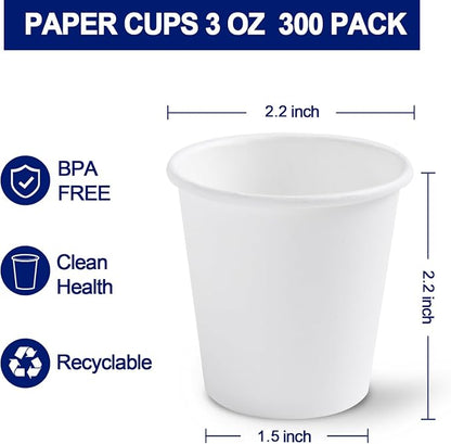 Clawsoff 3 oz 300 Count White Paper Cups Disposable Bathroom Mouthwash Cups | - Image 2