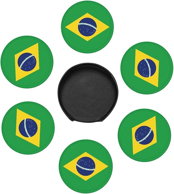 6 Pack Brazil Flag Leather Coaster - Image 3