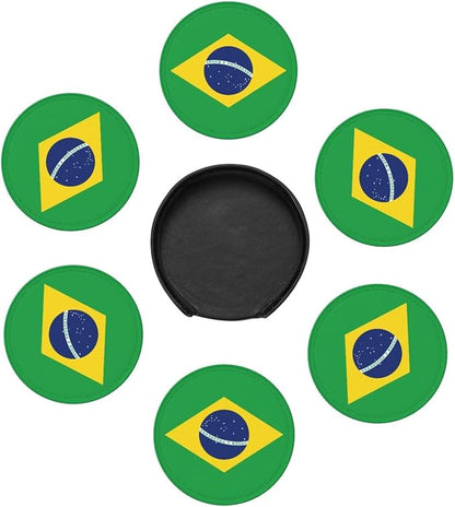6 Pack Brazil Flag Leather Coaster - Image 3