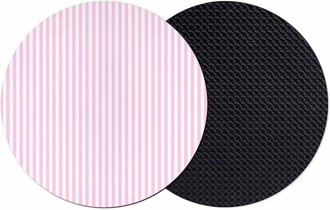 Pink White Stripe Coasters Set of 2, Modern Minimalist Geometric Striped Soft by PIEPLE