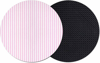 Pink White Stripe Coasters Set of 2, Modern Minimalist Geometric Striped Soft by PIEPLE
